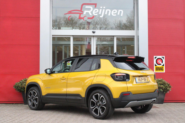 Jeep Avenger 1.2 110PK e-HYbrid SUMMIT | JBL PREMIUM AUDIO SYSTEEM | ACHTERUITRIJ CAMERA | STOEL VERWARMING | SFEERVERLICHTING | FULL LED KOPLAMPEN | 18" LICHTMETALEN VELGEN | DRAADLOZE TELEFOONLADER | DRAADLOZE APPLE CARPLAY/ANDROID AUTO | ADAPTIVE CRUISE CONTROL | PARKEERSENSOREN VOOR EN ACHTER | KEYLESS ENTRY/START | DODEHOEK DETECTIE | ELEKTRISCH BEDIENBARE ACHTERKLEP | VERWARMDE VOORRUIT | EXTRA GETINTE ACHTERRUITEN |