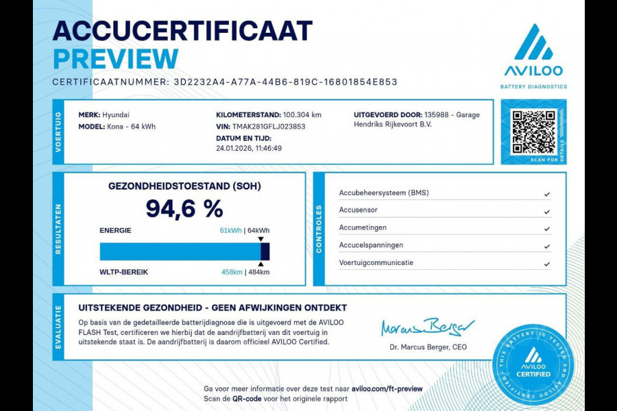 Hyundai Kona EV Comfort 64 kWh | SOH: 94,6% | Trekhaak | 3 Fase | Warmtepomp | Navi | Adaptive CC | Climate |