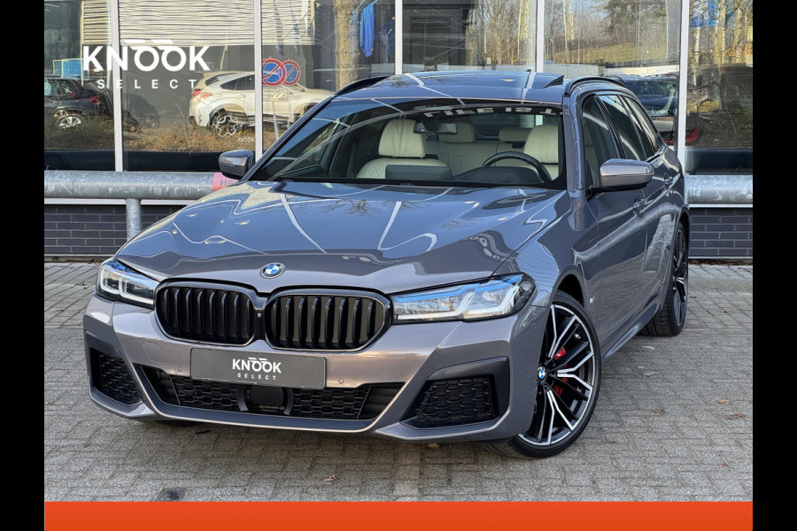 BMW 5 Serie Touring 530i xDrive High Executive M Sport Pakket Automaat / Live Cockpit Professional / Panoramadak / Trekhaak / Integrale Actieve Besturing / Stoelventilatie / Driving Assistant Professional / Laserlight / Bowers & Wilkins / M Sportremsysteem / Soft Close