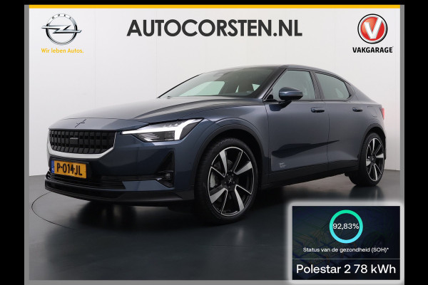 Polestar 2 Long Range 78kWh SOH 92% Leer Panoramadak Adap.Cruise Trekhaak Harman/Kardon®-Audio Memory Apple Carplay Android Auto Navi Ecc Stoel+Stuur+Achterbankverwarming Pdc Elek.Achterklep Lane Assist BLIS Road Sign Info 1e Eigenaar Origineel Nederlandse Auto