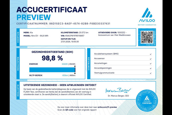 Kia Niro EV Light Edition 64.8 kWh l SOH 98.8% | Navigatie | Achteruitrijcamera | Airco | Cruise control Adaptieve | SOH 98,6