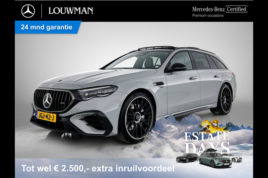 Mercedes-Benz E-Klasse Estate Mercedes-AMG 53 4MATIC+ Night Pakket 1+2 | Panoramadak | 21 Inch AMG Velgen | Burmester® | Trekhaak | AMG Real Performance Sound. Inclusief 24 maanden MB Certified garantie voor Europa.