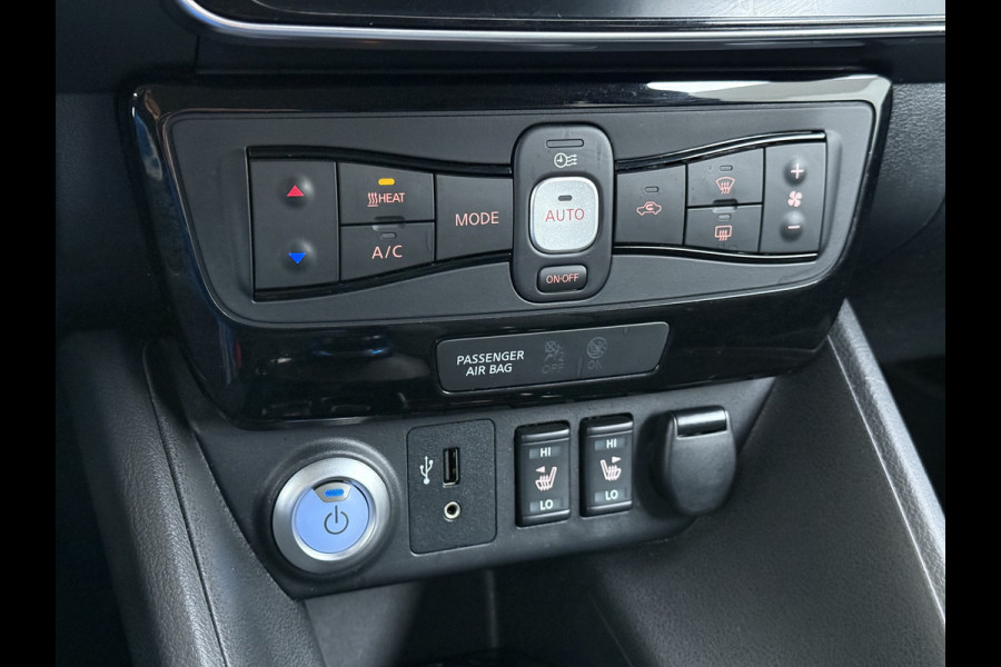 Nissan Leaf Tekna 40kWh Leer Bose®-Hifi Apple Carplay Android Auto Adap.Cruise 360°Camera Navi Ecc Stoel+Stuurverwarming Keyless DAB Dodehoek detector Rijstrooksensor Uitparkeer waarschuwing Verkeersbord detectie Bluetooth Privacy Glas Lmv 17" SOH 87.7% Origineel Nederlandse Auto incl. onderhoudshistorie