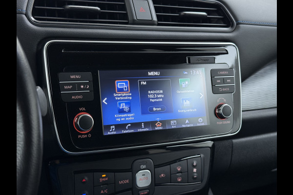 Nissan Leaf Tekna 40kWh Leer Bose®-Hifi Apple Carplay Android Auto Adap.Cruise 360°Camera Navi Ecc Stoel+Stuurverwarming Keyless DAB Dodehoek detector Rijstrooksensor Uitparkeer waarschuwing Verkeersbord detectie Bluetooth Privacy Glas Lmv 17" SOH 87.7% Origineel Nederlandse Auto incl. onderhoudshistorie