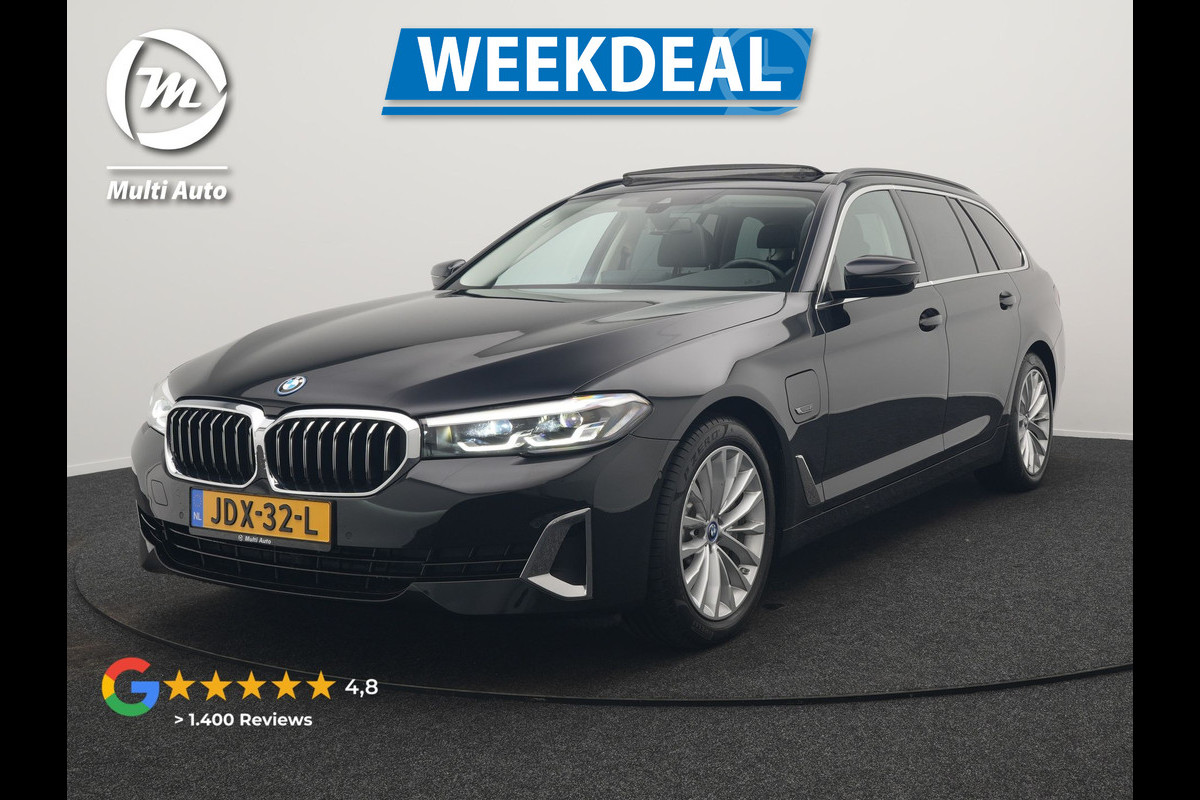 BMW 5 Serie Touring 530e Luxury Line Plug In Hybrid 294pk Dealer O.H PHEV | Trekhaak Af Fabriek | Panodak | Camera | Lederen Sportstoelen Memory & Verwarmd | Apple Carplay | Cruise Control | Navigatie | Virtual | DAB |