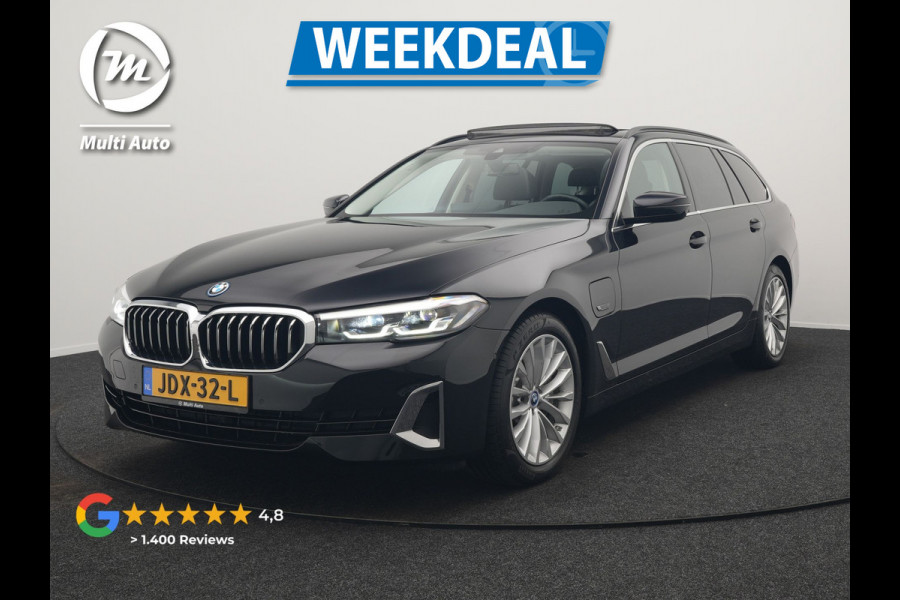 BMW 5 Serie Touring 530e Luxury Line Plug In Hybrid 294pk Dealer O.H PHEV | Trekhaak Af Fabriek | Panodak | Camera | Lederen Sportstoelen Memory & Verwarmd | Apple Carplay | Cruise Control | Navigatie | Virtual | DAB |