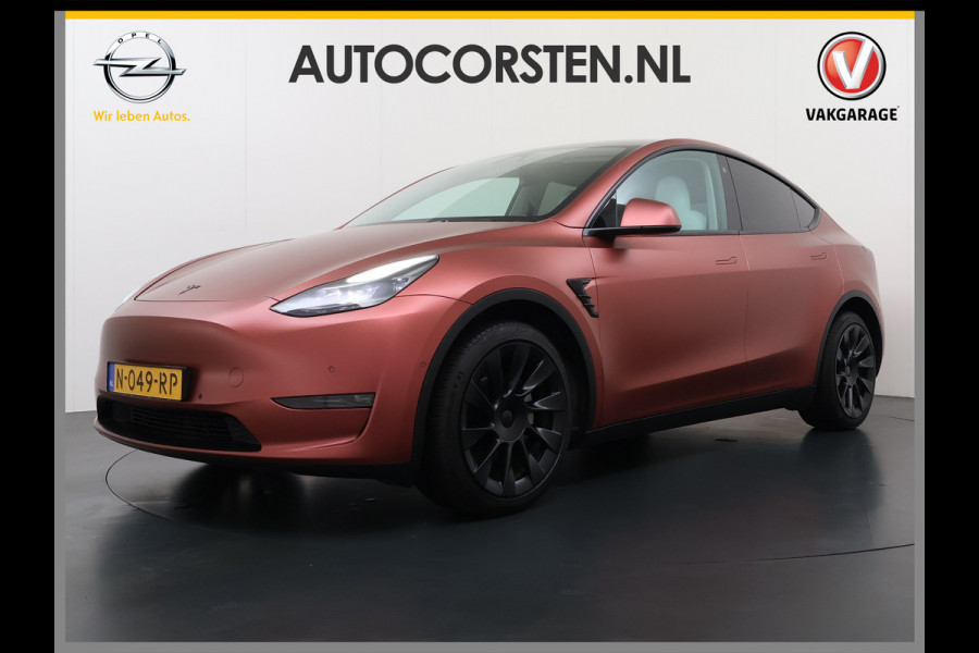 Tesla Model Y Long Range AWD 514pk 75kWh Ivoor 20"Lmv Leer Panodak Warmtepomp Matrix-LED Autopilot Elektr.Stuur+Stoel+Verwarmd Navi Ecc Premiu Camera's Elektr.AchterKlep Parkeer Assistent Sentry-Mode Privacyglas Bluetooth Dodehoek detector Connected services Origineel Nederlandse Auto Batterij en Motorgarantie tot 23-12-2029/192.000km