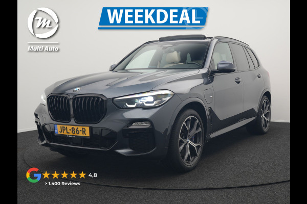 BMW X5 xDrive45e M Sport Plug In Hybrid 395pk Dealer O.H. PHEV | Trekhaak Af Fabriek | Panodak | Soft Close | Luchtvering | 360 Camera | Adaptive Cruise | Harman & Kardon | Lederen Comfortstoelen Memory & Verwarmd | Blis | M Sportstuur Verwarmd |