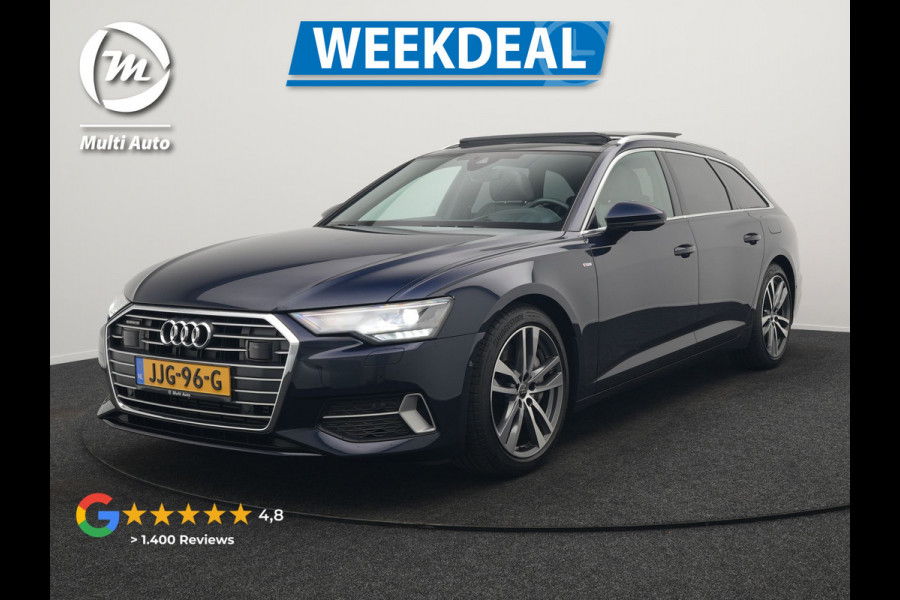 Audi A6 Avant 50 TFSI e quattro S Line Panodak Plug In Hybrid 300pk PHEV | Trekhaak | Head Up | Bang & Olufsen | Lederen Sportstoelen Verwarmd | Adaptive Cruise | Apple Carplay | Camera | Blis | Navigatie | Virtual | DAB |