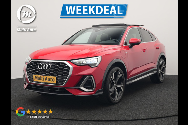 Audi Q3 Sportback 45 TFSI e S Line Plug In Hybrid 245pk Dealer O.H PHEV | Panodak | Adaptive Cruise | Lederen Sportstoelen Memory & Verwarmd | Sfeerverlichting | Camera | Virtual | Blis | Navigatie | DAB |