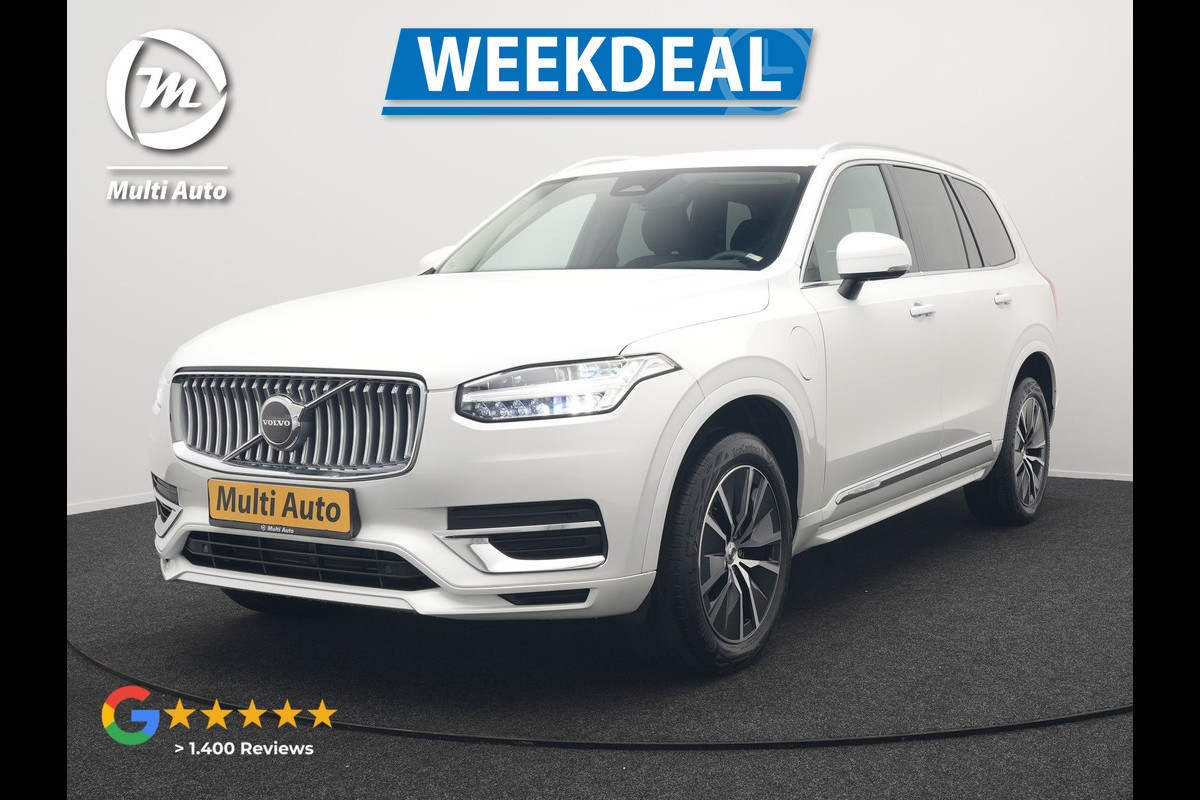 Volvo XC90 T8 Recharge AWD Core Bright Plug In Hybrid 456pk 7-Persoons Dealer O.H PHEV | Trekhaak Af Fabriek | Adaptive Cruise | Camera | Lederen Sportstoelen Memory & Verwarmd | Google Assistent | Apple Carplay | Stuur Verwarmd | Virtual | Blis | Navigatie | DAB |