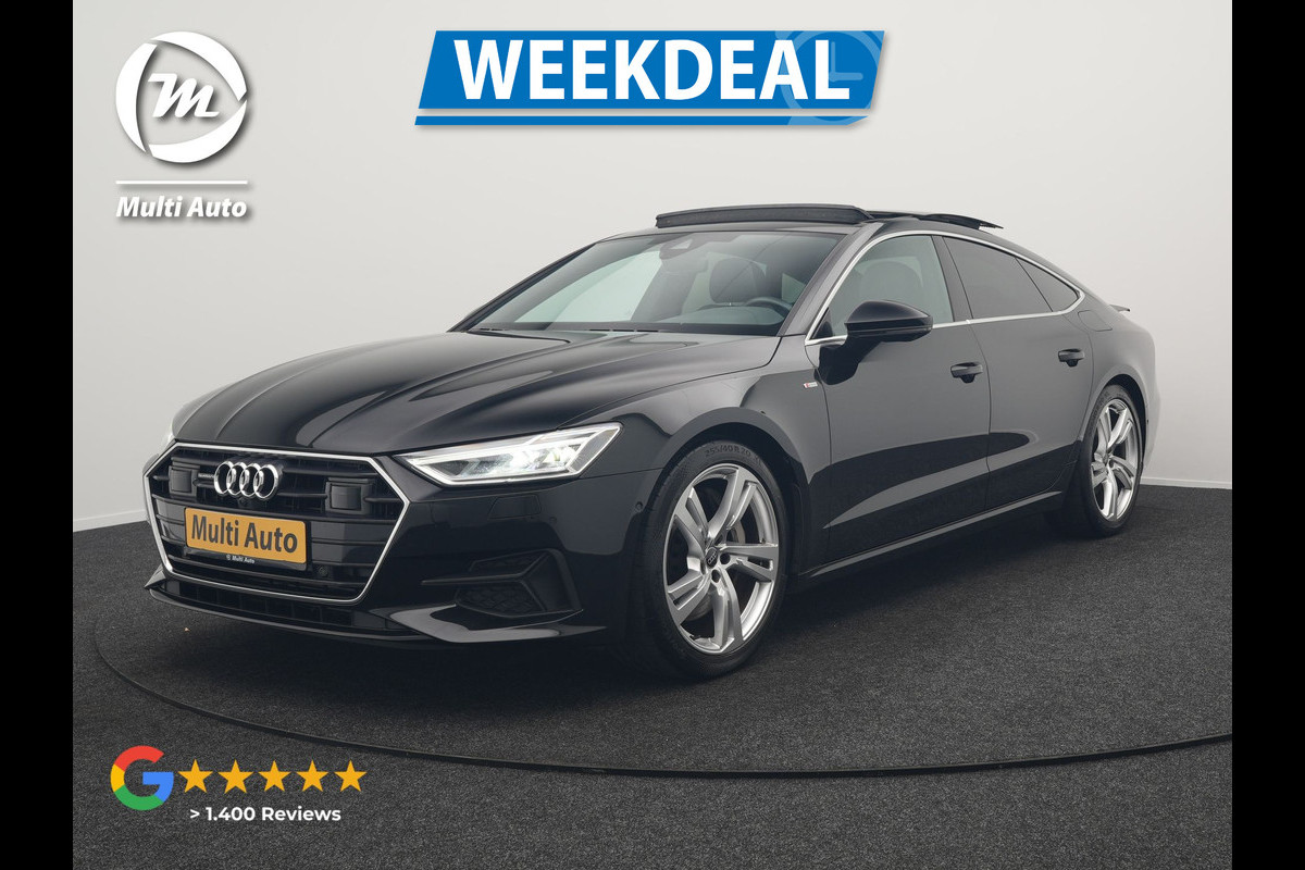 Audi A7 Sportback 50 TFSI e quattro S Line Plug In Hybrid 299pk Dealer O.H PHEV | Panodak | Adaptive Cruise | 360 Camera | Alcantara Sportstoelen Memory & Verwarmd | Apple Carplay | Blis | Navigatie | Virtual | DAB | 20"L.M |