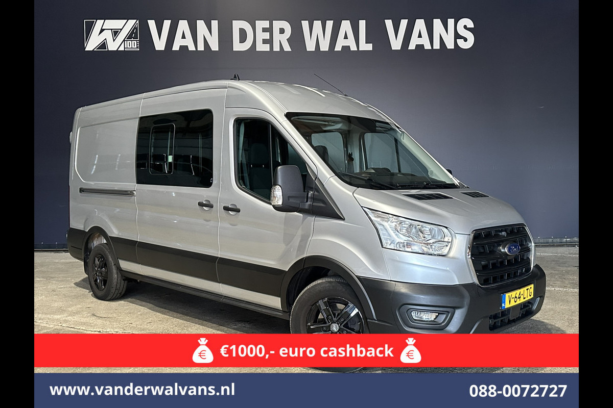Ford Transit 2.0 TDCI 131pk L3H2 Dubbele Cabine Euro6 Airco | 6-Zits | LED | 2500kg Trekhaak | Cruisecontrol Verwarmde voorruit, Parkeersensoren