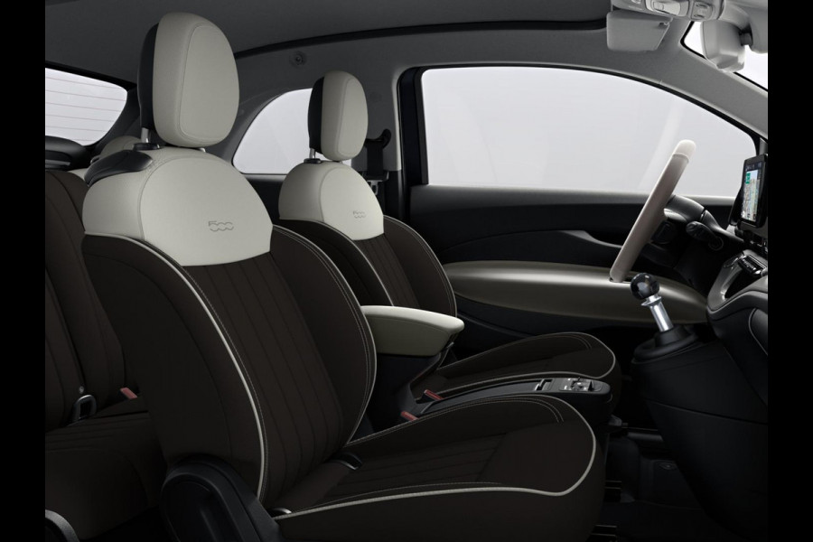 Fiat 500 Hybrid La Prima Cabrio | Clima | LED | PDC | JBL Premium Audio | 17" | Camera | BSM | Canneloni Ivory/Piombo interieur