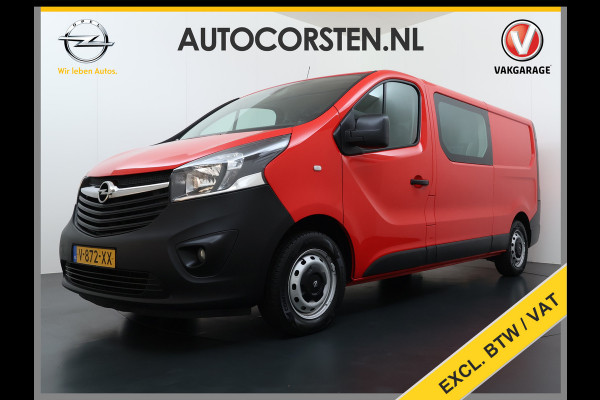 Opel Vivaro D126pk L2H1 D. C Dubbele Cabine Euro 6 Navi Airco Trekhaak Camera Cruise Control Bluetooth Pdc 5-Persoons Betonplex Vloer Wandbetimmering Schuifdeur Regen-Lichtsensor 1.6CDTI 1e Eigenaar Origineel Nederlandse Auto Dealeronderhouden 2.000kg trekvermogen