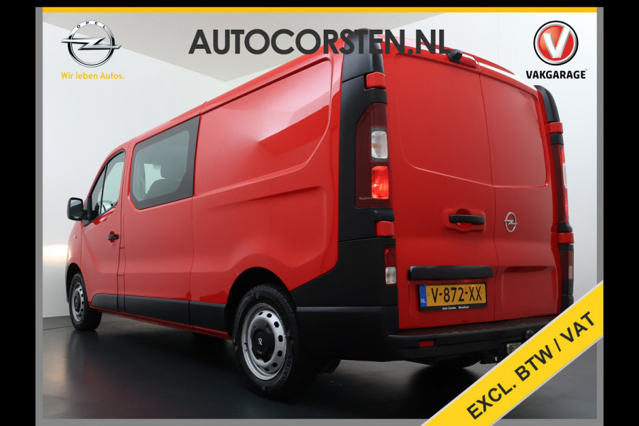 Opel Vivaro D126pk L2H1 D. C Dubbele Cabine Euro 6 Navi Airco Trekhaak Camera Cruise Control Bluetooth Pdc 5-Persoons Betonplex Vloer Wandbetimmering Schuifdeur Regen-Lichtsensor 1.6CDTI 1e Eigenaar Origineel Nederlandse Auto Dealeronderhouden 2.000kg trekvermogen