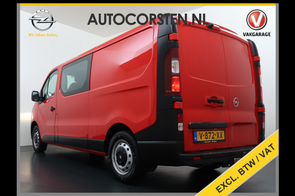 Opel Vivaro D126pk L2H1 D. C Dubbele Cabine Euro 6 Navi Airco Trekhaak Camera Cruise Control Bluetooth Pdc 5-Persoons Betonplex Vloer Wandbetimmering Schuifdeur Regen-Lichtsensor 1.6CDTI 1e Eigenaar Origineel Nederlandse Auto Dealeronderhouden 2.000kg trekvermogen