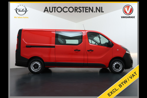 Opel Vivaro D126pk L2H1 D. C Dubbele Cabine Euro 6 Navi Airco Trekhaak Camera Cruise Control Bluetooth Pdc 5-Persoons Betonplex Vloer Wandbetimmering Schuifdeur Regen-Lichtsensor 1.6CDTI 1e Eigenaar Origineel Nederlandse Auto Dealeronderhouden 2.000kg trekvermogen