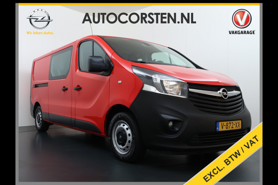 Opel Vivaro D126pk L2H1 D. C Dubbele Cabine Euro 6 Navi Airco Trekhaak Camera Cruise Control Bluetooth Pdc 5-Persoons Betonplex Vloer Wandbetimmering Schuifdeur Regen-Lichtsensor 1.6CDTI 1e Eigenaar Origineel Nederlandse Auto Dealeronderhouden 2.000kg trekvermogen