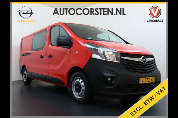 Opel Vivaro D126pk L2H1 D. C Dubbele Cabine Euro 6 Navi Airco Trekhaak Camera Cruise Control Bluetooth Pdc 5-Persoons Betonplex Vloer Wandbetimmering Schuifdeur Regen-Lichtsensor 1.6CDTI 1e Eigenaar Origineel Nederlandse Auto Dealeronderhouden 2.000kg trekvermogen