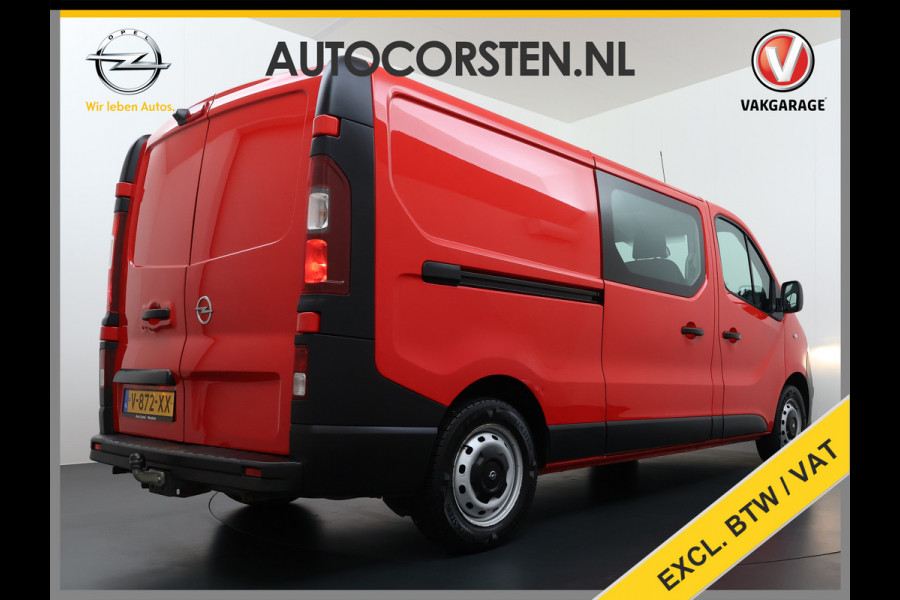 Opel Vivaro D126pk L2H1 D. C Dubbele Cabine Euro 6 Navi Airco Trekhaak Camera Cruise Control Bluetooth Pdc 5-Persoons Betonplex Vloer Wandbetimmering Schuifdeur Regen-Lichtsensor 1.6CDTI 1e Eigenaar Origineel Nederlandse Auto Dealeronderhouden 2.000kg trekvermogen