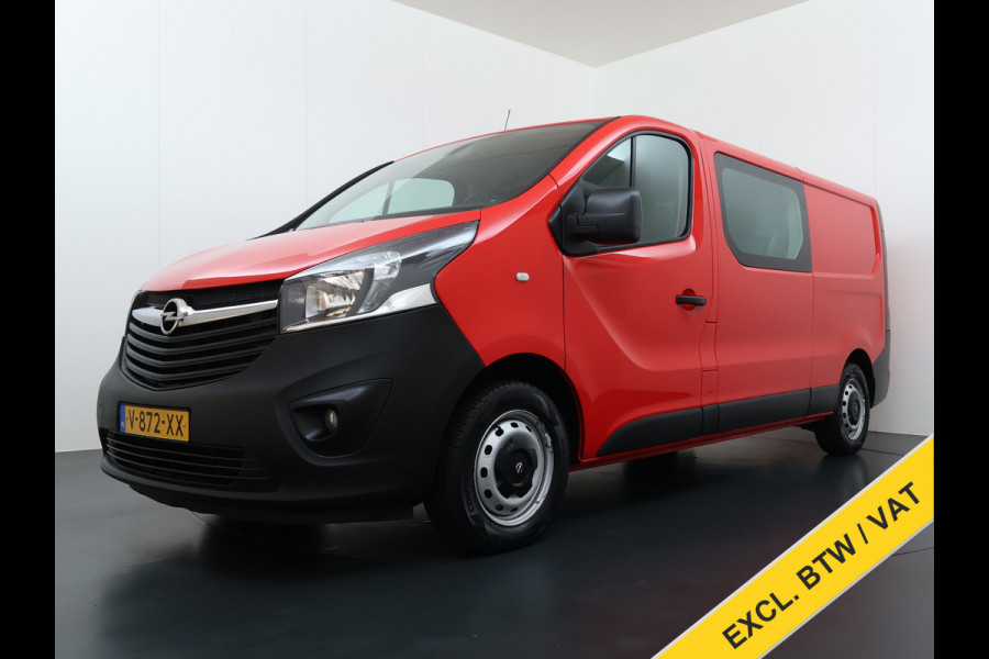 Opel Vivaro D126pk L2H1 D. C Dubbele Cabine Euro 6 Navi Airco Trekhaak Camera Cruise Control Bluetooth Pdc 5-Persoons Betonplex Vloer Wandbetimmering Schuifdeur Regen-Lichtsensor 1.6CDTI 1e Eigenaar Origineel Nederlandse Auto Dealeronderhouden 2.000kg trekvermogen