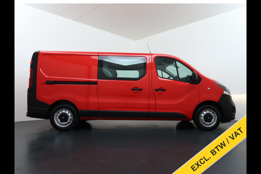 Opel Vivaro D126pk L2H1 D. C Dubbele Cabine Euro 6 Navi Airco Trekhaak Camera Cruise Control Bluetooth Pdc 5-Persoons Betonplex Vloer Wandbetimmering Schuifdeur Regen-Lichtsensor 1.6CDTI 1e Eigenaar Origineel Nederlandse Auto Dealeronderhouden 2.000kg trekvermogen