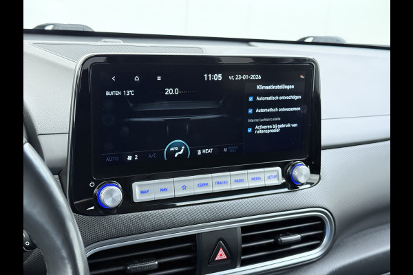Hyundai Kona EV 64kWh 204pk SOH 100% Premium Leer Warmtepomp Head-Up Display Apple Carplay Android Navi Camera Elektr.Stoelen+Leer+Verwarmd+G Pdc Subwoofer Bluetooth Dodehoek detector Privacy Glas Rijstrooksensor 1e Eigenaar Origineel Nederlandse Auto  € 48.210 nieuw!