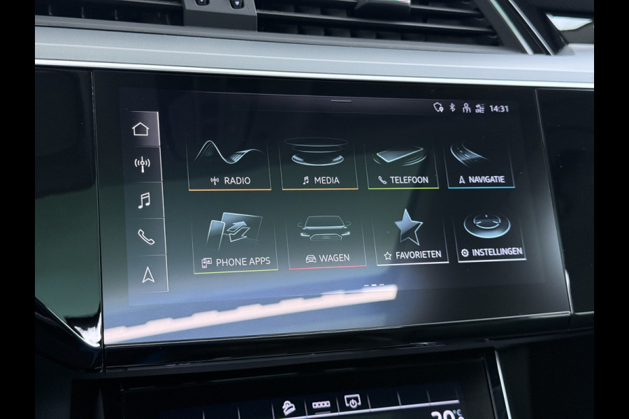 Audi e-tron 313pk Quattro Leer PanoDak Adaptive.Cruise Camera Elek.Stoelen+Memory+Verwarmd Navi Ecc Pdc Stoelverwarming Elek.Achterklep AWD Led Bluetooth Rijstrooksensor WiFi Lmv 4WD SOH 91% Business Edition Plus 71kWh Origineel Nederlandse Auto 1800kg trekvermogen!