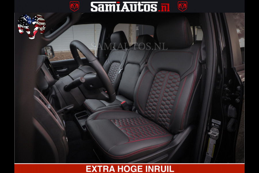 Dodge Ram RS LEDER RODE STIKSELS | 6 PERSOONS | 420Pk 636Nm | Pick-Up | Comfortabele Dubbele Cabine met Royale 6 Zitplaatsen | BPM vrij | Nu Leverbaar uit Voorraad | Voorraad Nr 2217- 2911