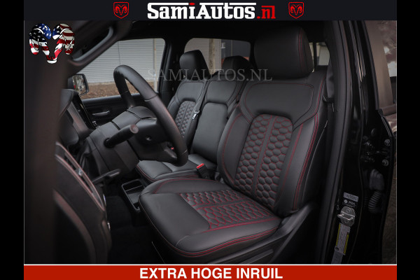 Dodge Ram RS LEDER RODE STIKSELS | 6 PERSOONS | 420Pk 636Nm | Pick-Up | Comfortabele Dubbele Cabine met Royale 6 Zitplaatsen | BPM vrij | Nu Leverbaar uit Voorraad | Voorraad Nr 2217- 2911