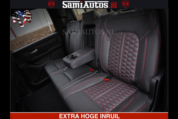 Dodge Ram RS LEDER RODE STIKSELS | 6 PERSOONS | 420Pk 636Nm | Pick-Up | Comfortabele Dubbele Cabine met Royale 6 Zitplaatsen | BPM vrij | Nu Leverbaar uit Voorraad | Voorraad Nr 2217- 2911