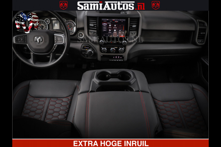 Dodge Ram RS LEDER RODE STIKSELS | 6 PERSOONS | 420Pk 636Nm | Pick-Up | Comfortabele Dubbele Cabine met Royale 6 Zitplaatsen | BPM vrij | Nu Leverbaar uit Voorraad | Voorraad Nr 2217- 2911