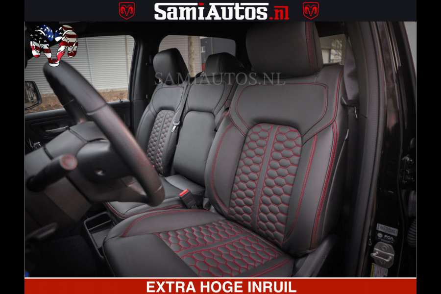Dodge Ram RS LEDER RODE STIKSELS | 6 PERSOONS | 420Pk 636Nm | Pick-Up | Comfortabele Dubbele Cabine met Royale 6 Zitplaatsen | BPM vrij | Nu Leverbaar uit Voorraad | Voorraad Nr 2217- 2911