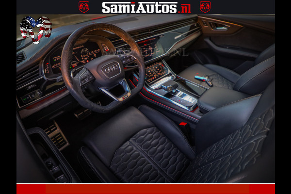 Audi RS Q8 RSQ8 600PK 4.0 TFSI | MATT OLIVE GREEN | QUATTRO | MEGA VOLLE RSQ8 | BANG & OLUFSEN | HUD | 4 WIELBESTURING | 23 INCH AUDI SPORT WHEELS | RS BEKLEDING ZWART | PANO | SOFTCLOSE | De Lamborghini Urus en Audi RS Q8 zijn beide supersnelle SUV's met dezelfde basis (4.0L V8 twin-turbo motor van de VW Group)