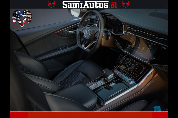 Audi RS Q8 RSQ8 600PK 4.0 TFSI | MATT OLIVE GREEN | QUATTRO | MEGA VOLLE RSQ8 | BANG & OLUFSEN | HUD | 4 WIELBESTURING | 23 INCH AUDI SPORT WHEELS | RS BEKLEDING ZWART | PANO | SOFTCLOSE | De Lamborghini Urus en Audi RS Q8 zijn beide supersnelle SUV's met dezelfde basis (4.0L V8 twin-turbo motor van de VW Group)