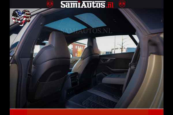 Audi RS Q8 RSQ8 600PK 4.0 TFSI | MATT OLIVE GREEN | QUATTRO | MEGA VOLLE RSQ8 | BANG & OLUFSEN | HUD | 4 WIELBESTURING | 23 INCH AUDI SPORT WHEELS | RS BEKLEDING ZWART | PANO | SOFTCLOSE | De Lamborghini Urus en Audi RS Q8 zijn beide supersnelle SUV's met dezelfde basis (4.0L V8 twin-turbo motor van de VW Group)