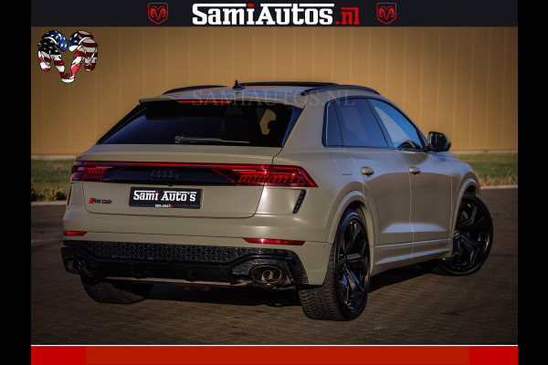 Audi RS Q8 RSQ8 600PK 4.0 TFSI | MATT OLIVE GREEN | QUATTRO | MEGA VOLLE RSQ8 | BANG & OLUFSEN | HUD | 4 WIELBESTURING | 23 INCH AUDI SPORT WHEELS | RS BEKLEDING ZWART | PANO | SOFTCLOSE | De Lamborghini Urus en Audi RS Q8 zijn beide supersnelle SUV's met dezelfde basis (4.0L V8 twin-turbo motor van de VW Group)