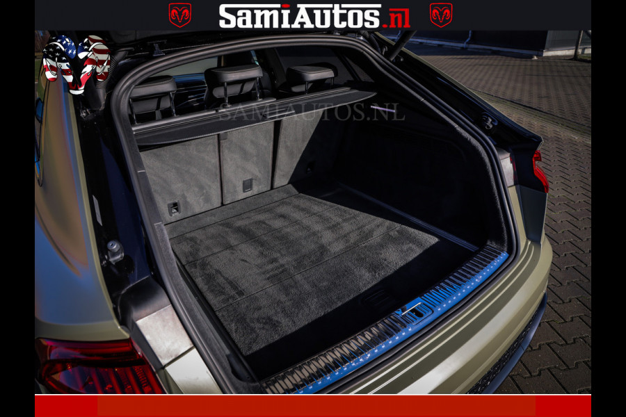 Audi RS Q8 RSQ8 600PK 4.0 TFSI | MATT OLIVE GREEN | QUATTRO | MEGA VOLLE RSQ8 | BANG & OLUFSEN | HUD | 4 WIELBESTURING | 23 INCH AUDI SPORT WHEELS | RS BEKLEDING ZWART | PANO | SOFTCLOSE | De Lamborghini Urus en Audi RS Q8 zijn beide supersnelle SUV's met dezelfde basis (4.0L V8 twin-turbo motor van de VW Group)