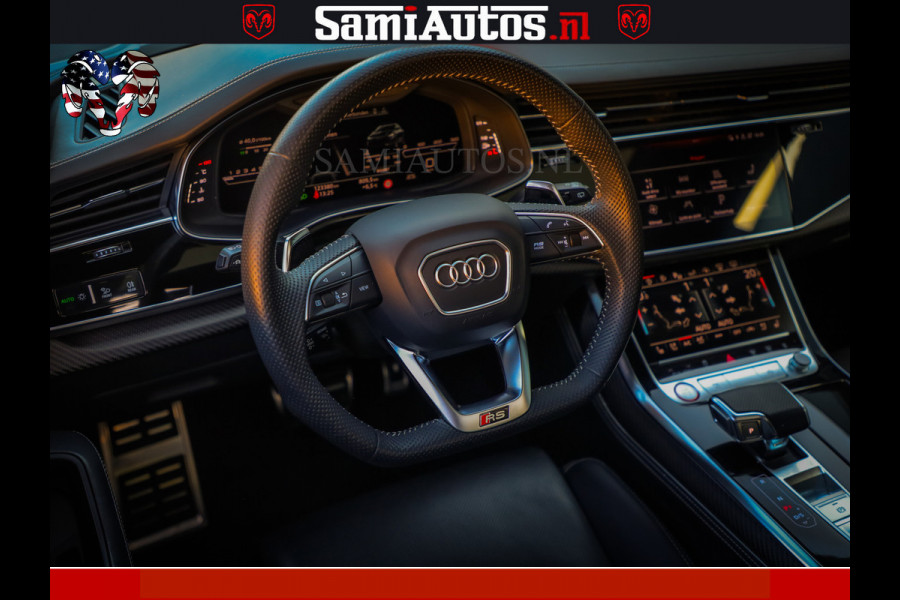 Audi RS Q8 RSQ8 600PK 4.0 TFSI | MATT OLIVE GREEN | QUATTRO | MEGA VOLLE RSQ8 | BANG & OLUFSEN | HUD | 4 WIELBESTURING | 23 INCH AUDI SPORT WHEELS | RS BEKLEDING ZWART | PANO | SOFTCLOSE | De Lamborghini Urus en Audi RS Q8 zijn beide supersnelle SUV's met dezelfde basis (4.0L V8 twin-turbo motor van de VW Group)