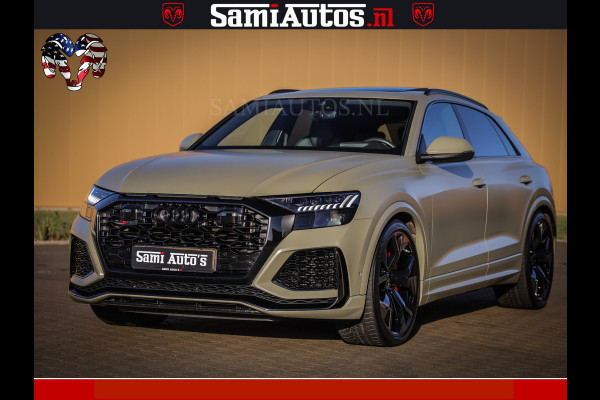 Audi RS Q8 RSQ8 600PK 4.0 TFSI | MATT OLIVE GREEN | QUATTRO | MEGA VOLLE RSQ8 | BANG & OLUFSEN | HUD | 4 WIELBESTURING | 23 INCH AUDI SPORT WHEELS | RS BEKLEDING ZWART | PANO | SOFTCLOSE | De Lamborghini Urus en Audi RS Q8 zijn beide supersnelle SUV's met dezelfde basis (4.0L V8 twin-turbo motor van de VW Group)