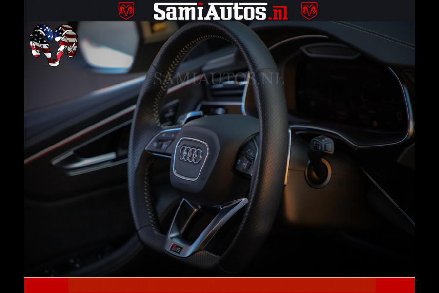 Audi RS Q8 RSQ8 600PK 4.0 TFSI | MATT OLIVE GREEN | QUATTRO | MEGA VOLLE RSQ8 | BANG & OLUFSEN | HUD | 4 WIELBESTURING | 23 INCH AUDI SPORT WHEELS | RS BEKLEDING ZWART | PANO | SOFTCLOSE | De Lamborghini Urus en Audi RS Q8 zijn beide supersnelle SUV's met dezelfde basis (4.0L V8 twin-turbo motor van de VW Group)