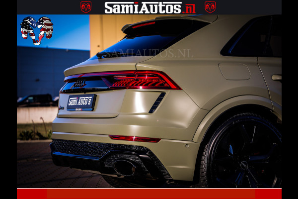 Audi RS Q8 RSQ8 600PK 4.0 TFSI | MATT OLIVE GREEN | QUATTRO | MEGA VOLLE RSQ8 | BANG & OLUFSEN | HUD | 4 WIELBESTURING | 23 INCH AUDI SPORT WHEELS | RS BEKLEDING ZWART | PANO | SOFTCLOSE | De Lamborghini Urus en Audi RS Q8 zijn beide supersnelle SUV's met dezelfde basis (4.0L V8 twin-turbo motor van de VW Group)