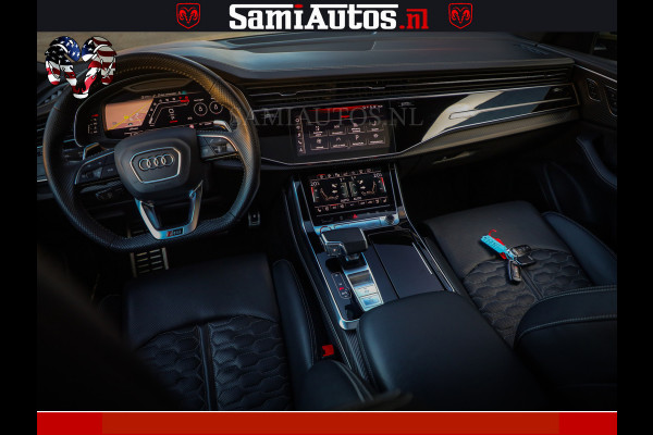 Audi RS Q8 RSQ8 600PK 4.0 TFSI | MATT OLIVE GREEN | QUATTRO | MEGA VOLLE RSQ8 | BANG & OLUFSEN | HUD | 4 WIELBESTURING | 23 INCH AUDI SPORT WHEELS | RS BEKLEDING ZWART | PANO | SOFTCLOSE | De Lamborghini Urus en Audi RS Q8 zijn beide supersnelle SUV's met dezelfde basis (4.0L V8 twin-turbo motor van de VW Group)