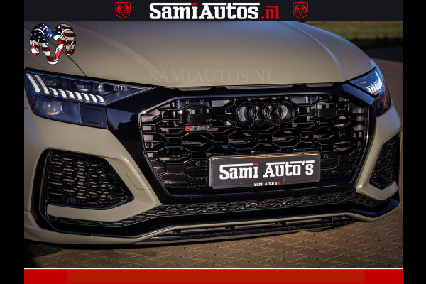 Audi RS Q8 RSQ8 600PK 4.0 TFSI | MATT OLIVE GREEN | QUATTRO | MEGA VOLLE RSQ8 | BANG & OLUFSEN | HUD | 4 WIELBESTURING | 23 INCH AUDI SPORT WHEELS | RS BEKLEDING ZWART | PANO | SOFTCLOSE | De Lamborghini Urus en Audi RS Q8 zijn beide supersnelle SUV's met dezelfde basis (4.0L V8 twin-turbo motor van de VW Group)