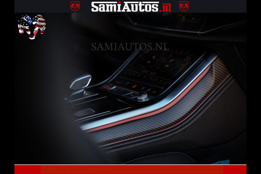 Audi RS Q8 RSQ8 600PK 4.0 TFSI | MATT OLIVE GREEN | QUATTRO | MEGA VOLLE RSQ8 | BANG & OLUFSEN | HUD | 4 WIELBESTURING | 23 INCH AUDI SPORT WHEELS | RS BEKLEDING ZWART | PANO | SOFTCLOSE | De Lamborghini Urus en Audi RS Q8 zijn beide supersnelle SUV's met dezelfde basis (4.0L V8 twin-turbo motor van de VW Group)