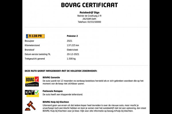 Polestar 2 Long Range Single Motor 78 kWh + Pilot Pack! SOH 90% | Trekhaak |