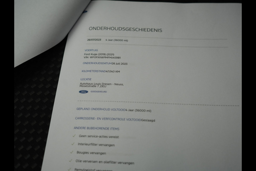 Ford Kuga 1.5 EcoBoost ST-Line 150pk Dealer O.H. | 1800kg Trekgewicht | Trekhaak Af Fabriek | Panodak | Adaptive Cruise | 360 Camera | Sportstoelen & Stuur Verwarmd | Apple Carplay | Keyless | Virtual | Blis | Navigatie | DAB |