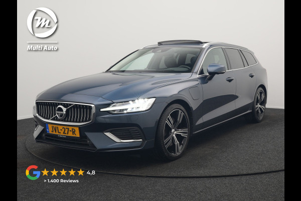 Volvo V60 T6 Recharge AWD Inscription Plug In Hybrid 340pk Dealer O.H. PHEV | Trekhaak Af Fabriek | Panodak | Lederen Sportstoelen Massage & Memory & Ventilatie | Adaptive Cruise | Head Up | 360 Camera | Stoelen & Stuur Verwarmd | Bowers & Wilkins |