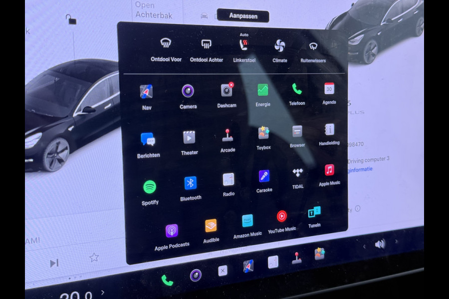 Tesla Model 3 RWD Plus SOH 92% Trekhaak Navi Ecc Leder Adap.Cruise Panoramadak Autopilot Camera Pdc Elek.Stoelen Memory DAB Led Stoelverwarming Intel Atom® Processor Isofix Dashcam Toybox 1e Eigenaar 1.000KG Trekgewicht Origineel Nederlandse Auto